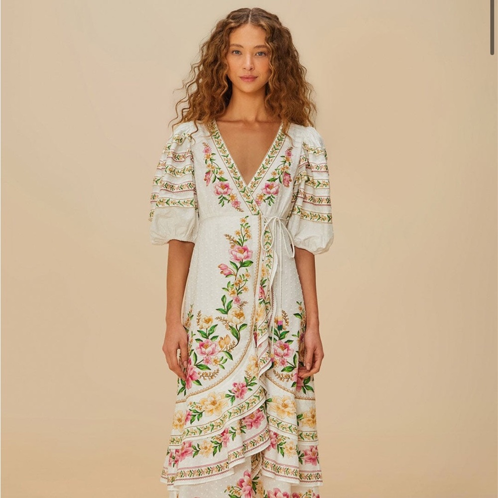 Off-White Palm Dream Wrap Midi Dress Farm RIO